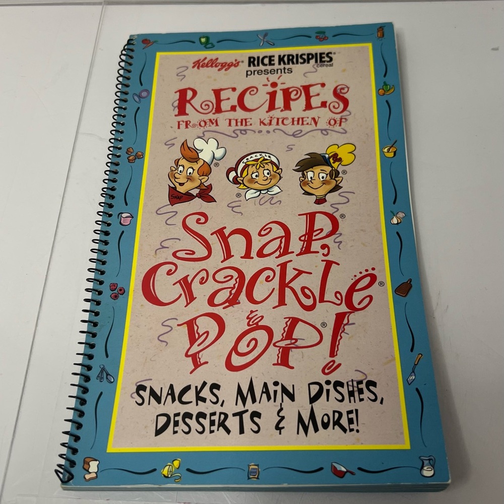 Vintage Kellogg's Recipes Snap Crackle & Pop Rice Krispies Spiral Cook Book
